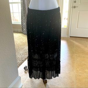 Blue Rain Sequin Midi Skirt